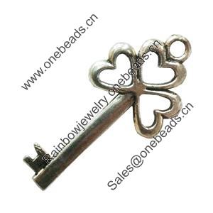 Pendant. Fashion Zinc Alloy Jewelry Findings. Lead-free. Key 52x22mm. Sold by Bag