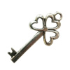 Pendant. Fashion Zinc Alloy Jewelry Findings. Lead-free. Key 52x22mm. Sold by Bag
