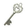 Pendant. Fashion Zinc Alloy Jewelry Findings. Lead-free. Key 55x21mm. Sold by Bag