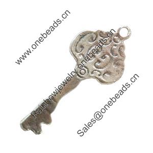 Pendant. Fashion Zinc Alloy Jewelry Findings. Lead-free. Key 58x24mm. Sold by Bag