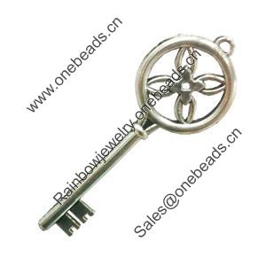 Pendant. Fashion Zinc Alloy Jewelry Findings. Lead-free. Key 72x25mm. Sold by Bag