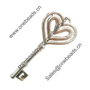 Pendant. Fashion Zinc Alloy Jewelry Findings. Lead-free. Key 72x32mm. Sold by Bag