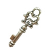 Pendant. Fashion Zinc Alloy Jewelry Findings. Lead-free. Key 27x11mm. Sold by Bag
