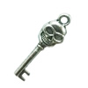 Pendant. Fashion Zinc Alloy Jewelry Findings. Lead-free. Key 32x10mm. Sold by Bag