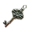 Pendant. Fashion Zinc Alloy Jewelry Findings. Lead-free. Key 30x14mm. Sold by Bag
