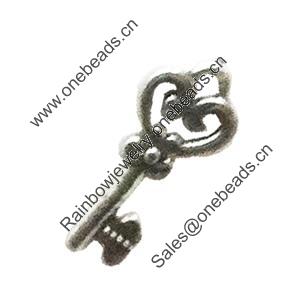 Pendant. Fashion Zinc Alloy Jewelry Findings. Lead-free. Key 20x9mm. Sold by Bag