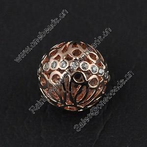 Copper Zircon Beads, Fashion jewelry findings, A Grade  Round 12mm, Sold by PC