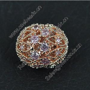Copper Zircon Beads, Fashion jewelry findings, A Grade oval 12x14mm, Sold by PC