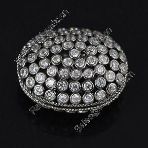 Copper Zircon Beads, Fashion jewelry findings, A Grade Flat Round 19x23mm, Sold by PC