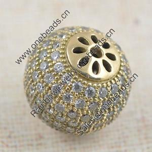 Copper Zircon Beads, Fashion jewelry findings, A Grade Round 16mm, Sold by PC
