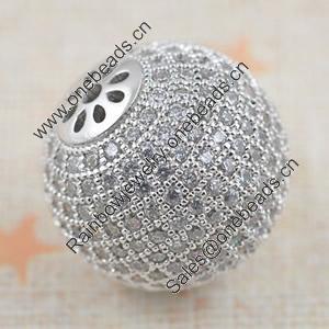 Copper Zircon Beads, Fashion jewelry findings, A Grade  Round 17mm, Sold by PC