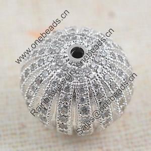 Copper Zircon Beads, Fashion jewelry findings, A Grade Round 16mm, Sold by PC