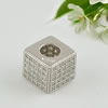 Copper Zircon Beads, Fashion jewelry findings, A Grade Cube 3.8x7.5mm, Hole 3.8mm, Sold by PC
