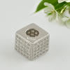 Copper Zircon Beads, Fashion jewelry findings, A Grade Cube 3.8x7.5mm, Hole 3.8mm, Sold by PC