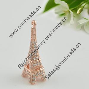 Copper Zircon Pendant, Fashion jewelry findings, A Grade tower 22.7x6mm, Sold by PC