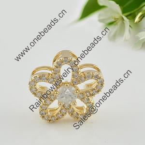 Copper Zircon Beads, Fashion jewelry findings, A Grade Flower 13x13mm, Sold by PC