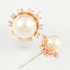 Fashion Copper earrings Jewelry, with Crystal and pearl, Head Size:11mm, Sold by bag