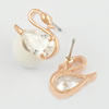 Fashion Copper earrings Jewelry, with Crystal, Head Size:9x13mm, Sold by bag