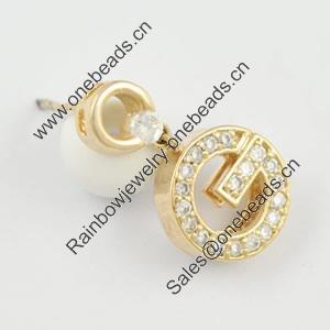 Fashion Copper earrings Jewelry, with Crystal, Head Size:7x4mm；12x4mm，Sold by bag