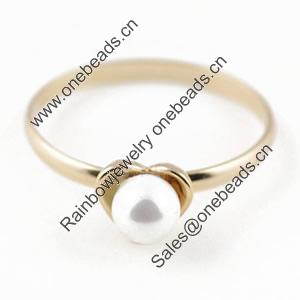 Fashion Copper Finger Ring With Pearl Jewelry, 17#,18#,19#,20#,21#, Sold by Bag