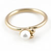 Fashion Copper Finger Ring With Pearl Jewelry, 17#,18#,19#,20#,21#, Sold by Bag
