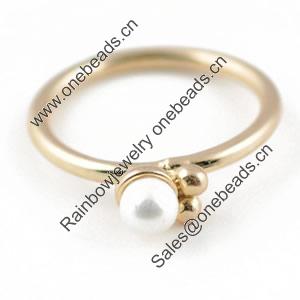 Fashion Copper Finger Ring With Pearl Jewelry, 17#,18#,19#,20#,21#, Sold by Bag