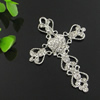 Pendant with Crystal Beads  Fashion Zinc Alloy Jewelry Findings. Lead-free. Cross 66x49mm. Sold by PC
