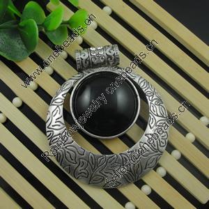 Pendant with Resin  Cabochons. Fashion Zinc Alloy Jewelry Findings. Lead-free. 69x59mm. Sold by PC