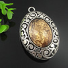 Pendant with Crystal Beads and Resin Cabochons. Fashion Zinc Alloy Jewelry Findings. Lead-free. 77x50mm. Sold by PC