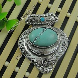 Pendant with Resin  Cabochons. Fashion Zinc Alloy Jewelry Findings. Lead-free. 60x48.5mm. Sold by PC