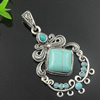 Pendant with Resin  Cabochons. Fashion Zinc Alloy Jewelry Findings. Lead-free. 72x36mm. Sold by PC