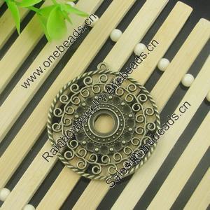 Pendant. Fashion Zinc Alloy Jewelry Findings. Lead-free. Flat Round 42x45mm, Inner dia：10mm. Sold by Bag 