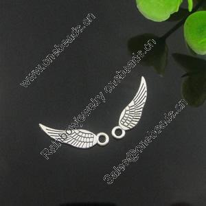 Pendant. Fashion Zinc Alloy Jewelry Findings. Lead-free. wings 5x19mm. Sold by Bag 