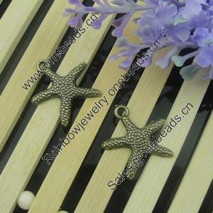 Pendant. Fashion Zinc Alloy Jewelry Findings. Lead-free. Star 19x18mm. Sold by Bag 