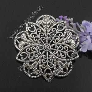 Pendant. Fashion Zinc Alloy Jewelry Findings. Lead-free. Flower 49mm. Sold by Bag 
