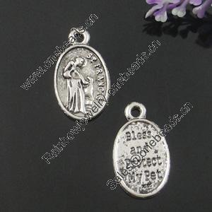 Pendant. Fashion Zinc Alloy Jewelry Findings. Lead-free. Flat oval 25x26.5mm. Sold by Bag 
