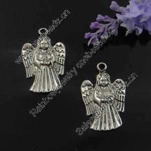 Pendant. Fashion Zinc Alloy Jewelry Findings. Lead-free. Angel 34x22mm. Sold by Bag 