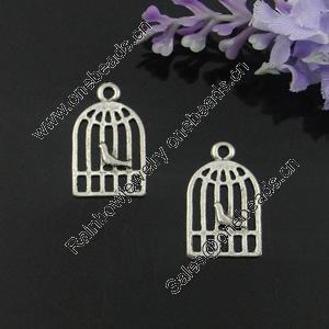 Pendant. Fashion Zinc Alloy Jewelry Findings. Lead-free. Birdcage 19x12mm. Sold by Bag 