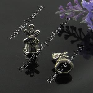 Pendant. Fashion Zinc Alloy Jewelry Findings. Lead-free. Tower 19x10mm. Sold by Bag 