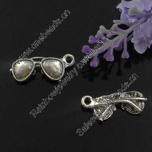 Pendant. Fashion Zinc Alloy Jewelry Findings. Lead-free. spectacles  10x24mm. Sold by Bag 