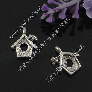 Pendant. Fashion Zinc Alloy Jewelry Findings. Lead-free. Building 12x14mm. Sold by Bag