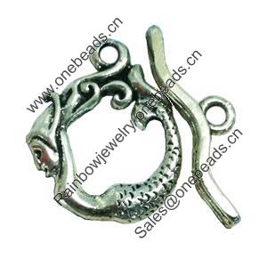 Clasps. Fashion Zinc Alloy jewelry findings. Lead-free. Loop:19x16mm. Bar:21x7mm. Sold by KG
