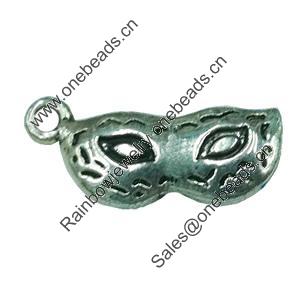 Pendant. Fashion Zinc Alloy jewelry findings. Lead-free. mask 18x8mm. Sold by Bag