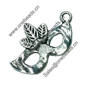 Pendant. Fashion Zinc Alloy jewelry findings. Lead-free. mask 24x15mm. Sold by Bag