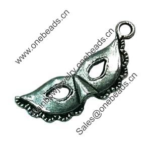 Pendant. Fashion Zinc Alloy jewelry findings. Lead-free. mask 29x12mm. Sold by Bag