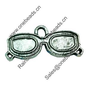 Pendant. Fashion Zinc Alloy jewelry findings. Lead-free. Glasses 27x12mm. Sold by Bag