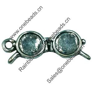 Pendant. Fashion Zinc Alloy jewelry findings. Lead-free. Glasses 8x24mm. Sold by Bag 
