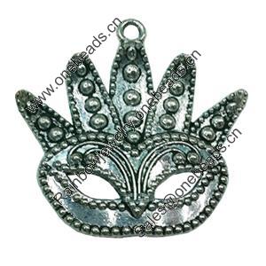 Pendant. Fashion Zinc Alloy jewelry findings. Lead-free. mask 47x50mm. Sold by Bag
