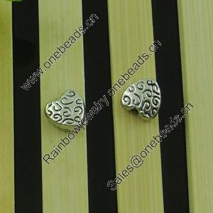 Beads. Fashion Zinc Alloy jewelry findings. Lead-free. Heart 6x6mm. Sold by Bag 