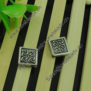 Beads. Fashion Zinc Alloy jewelry findings. Lead-free. Square 10x10mm. Sold by Bag